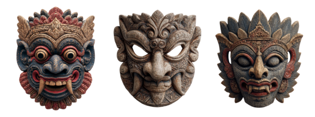 Intricate Wooden Masks Displaying Cultural Heritage and Artistic Craft