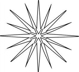 A symmetrical, radiating starburst design.  Simple lines form a central point with numerous thin rays