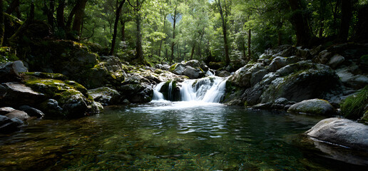 waterfall in deep forest