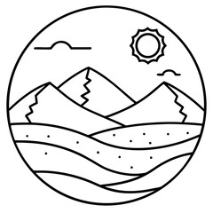 Sahara Desert line art vector