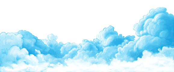 A vibrant, light-blue cloud formation against a black backdrop.  Pixelated edges define the puffy clouds