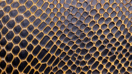 Close-up of textured black reptile skin showcasing intricate patterns and natural shine