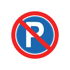 Prohibited parking symbol with red circle and diagonal line