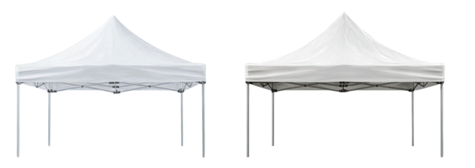Two white portable canopies