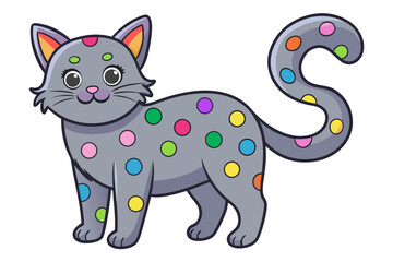 Cute gray cat with colorful polka dots