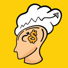 Chef thinking about restaurant business and profit increasing