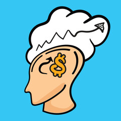 Chef thinking about restaurant business and profit increasing