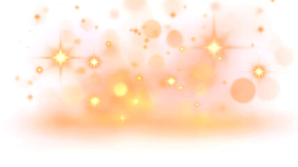 Vector gold sparkle, dust, Bokeh, glitter particles background effect. Glowing light effect with glitter on transparent background