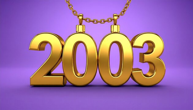 Golden 2003 numerals on a purple background.