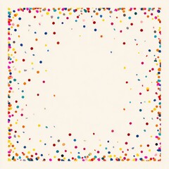 Colorful confetti border on a light beige background