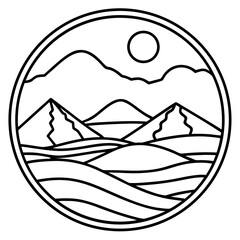Gobi Desert line art vector
