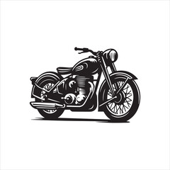 Fototapeta premium Classic Black and White Motorcycle with Spoked Wheels and Round Headlight.