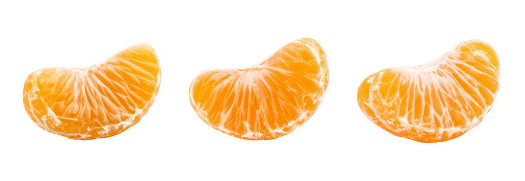 Tangerine pieces on transparent background
