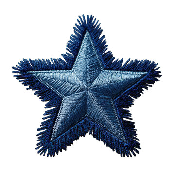 Embroidered blue star with fringe