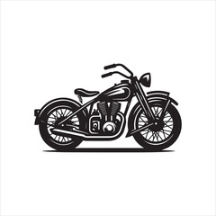 Fototapeta premium Classic Black Motorcycle with Spoked Wheels and Detailed Engine Design.
