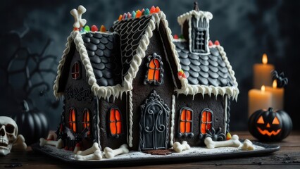 Dark spooky gingerbread house