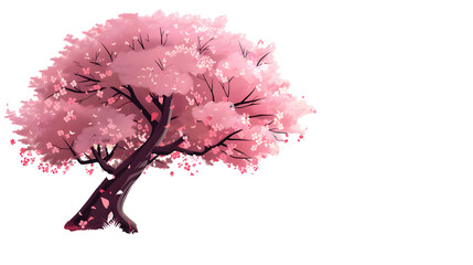 Vibrant Blooming Cherry Tree Illustration for Creative Projects
