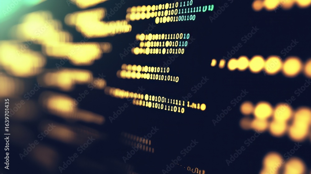 Aufkleber abstract digital data flow with binary code background