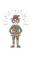 Creative person with unique style and eccentric fashion attire demonstrating imaginative design concepts