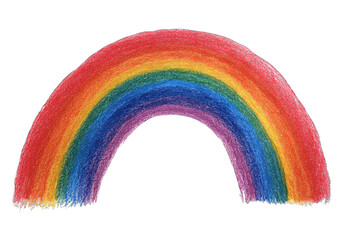 Hand-drawn rainbow arch against a black background