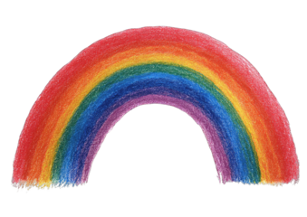 Hand-drawn rainbow arch against a black background