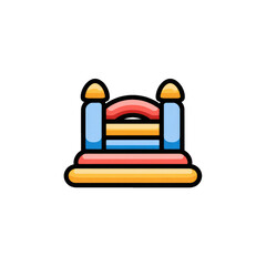 Colorful inflatable bounce house icon.  A simplified, cartoonish representation of a bouncy castle, featuring vibrant colors and a stylized design