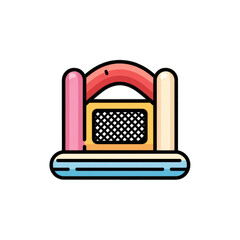 Colorful inflatable bounce house icon