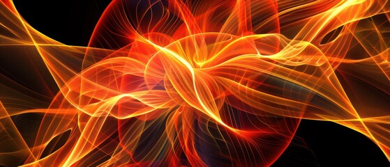 Abstract orange red Fire explosion flow on dark Background.