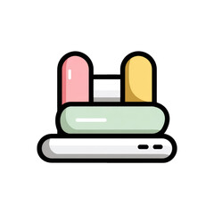 Stacked colorful shapes forming a tower, resembling a toy or diagram