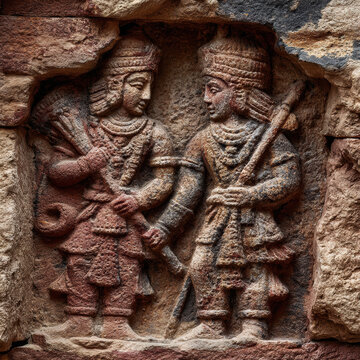 Bas relief from Gupta period depicting Hindu deities