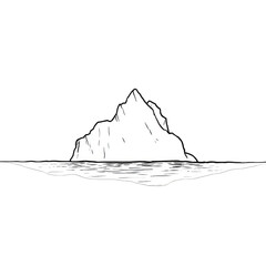 Simple, outlined iceberg in monochrome