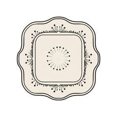 Decorative, square plate design with a central medallion.  Ornate, stylized floral border