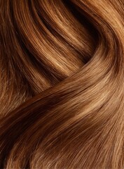 Fototapeta premium Close-up of flowing, wavy hair showcasing rich brown and golden highlights.