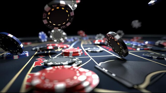 Chips Flying Across the Roulette Table in a Vibrant Casino During a Lively Game Night