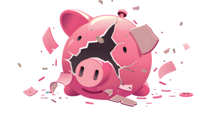 Broken Piggy Bank Money Savings Concept Illustration