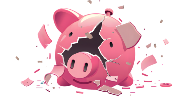 Broken Piggy Bank Money Savings Concept Illustration