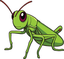 Fototapeta premium Cute cartoon a illustrator vector grasshopper