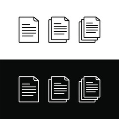 "Minimal Document Icons – Single, Double, Triple Stack in Light and Dark Themes"
