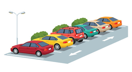 Parking lot cars illustration vector parking space design