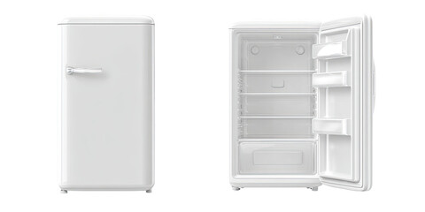 Empty white retro refrigerator