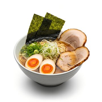 eye level view of remen bowl on white background 