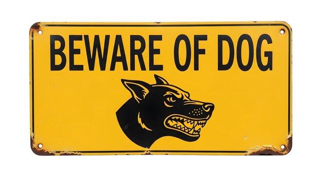 Weathered Beware of Dog Sign