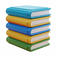 Stack of colorful chubby books 3D render isolated on transparent background