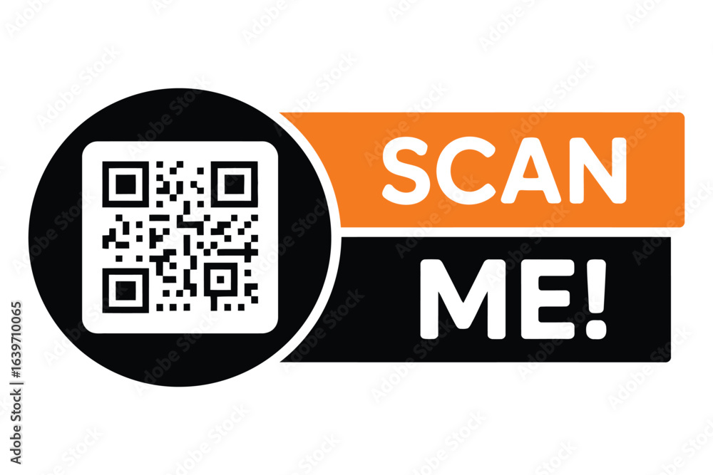 Aufkleber scan me sticker with a quick response code. modern call-to-action graphic for digital interaction an