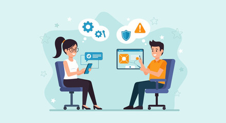 Concept of people working together discussing ideas on digital devices