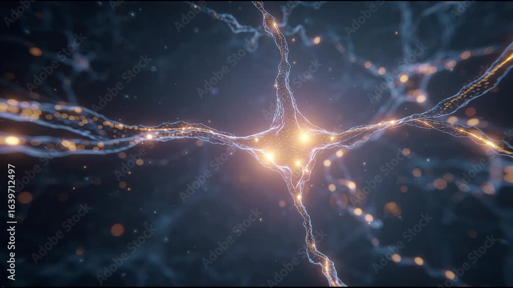 Poster exploration of intricate neural connections and their role in brain activity in a vibrant, dynamic e