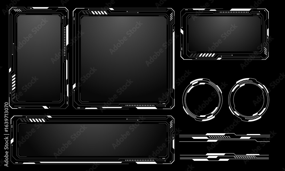 Poster hud frames white grey user interface elements design modern technology futuristic control panel scre