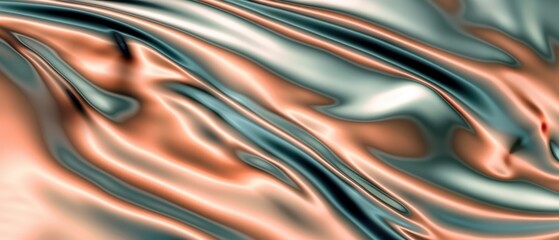 Abstract 3D Chrome soft pale green orange wallpaper Background.