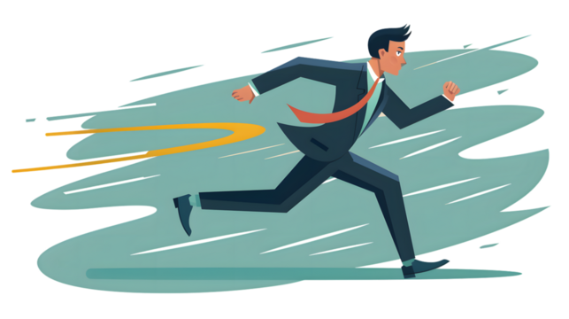 Professional Businessman Running Attractive in a Hurry Illustration