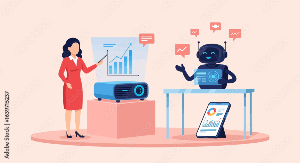 Poster robot assistant providing data driven insights alongside human analyst